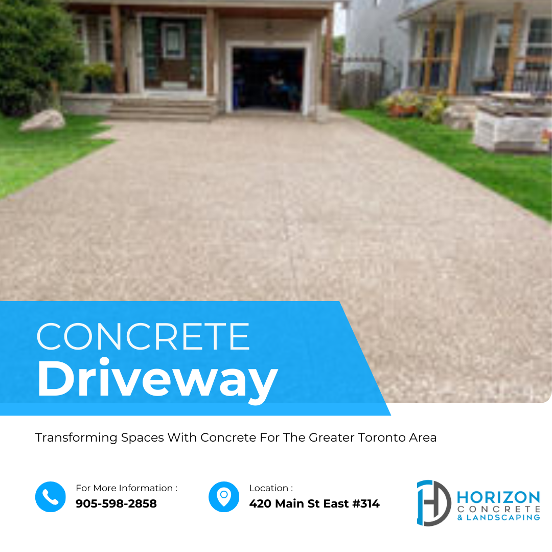 Beige Home Concrete Driveway