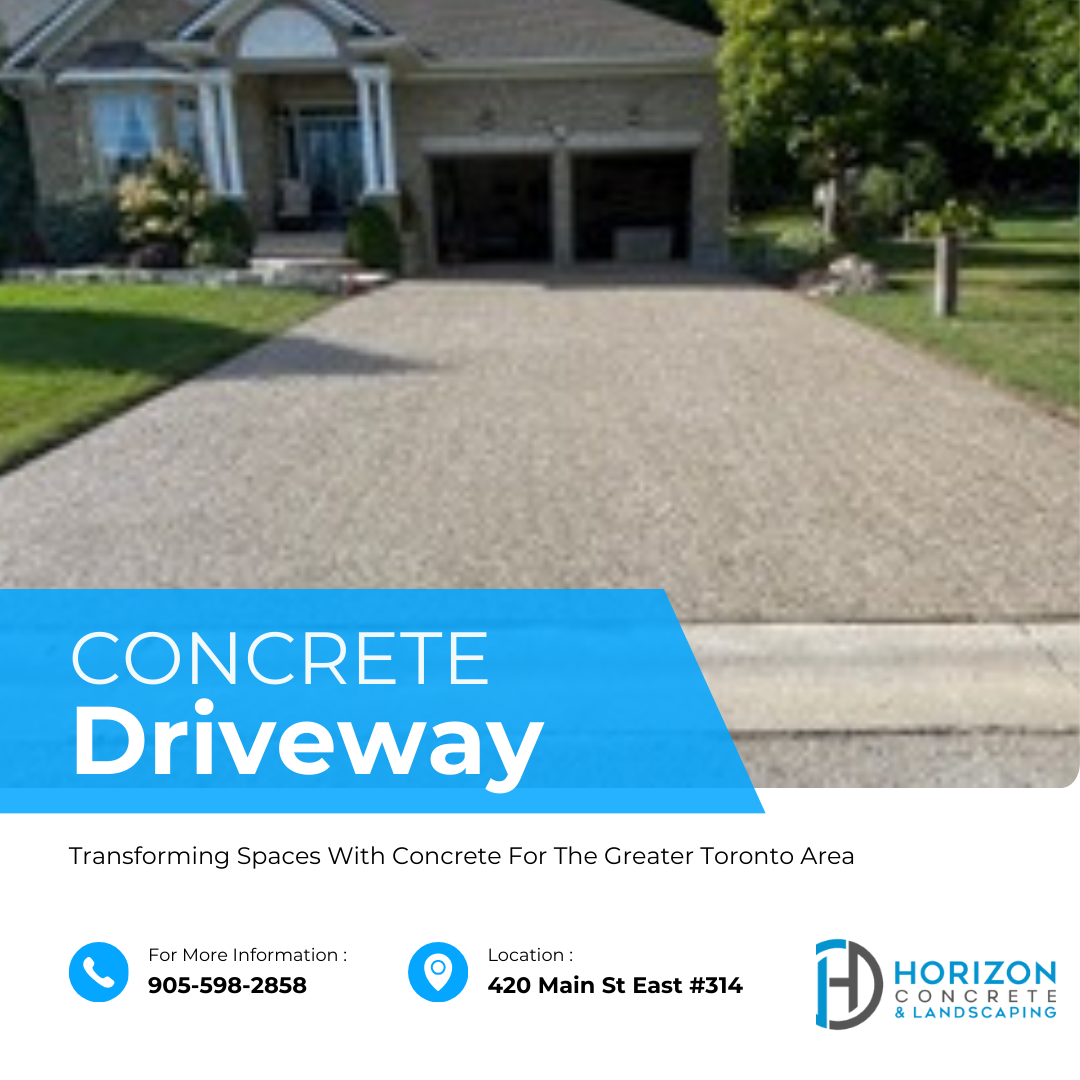 Grey House Concrete Driveway